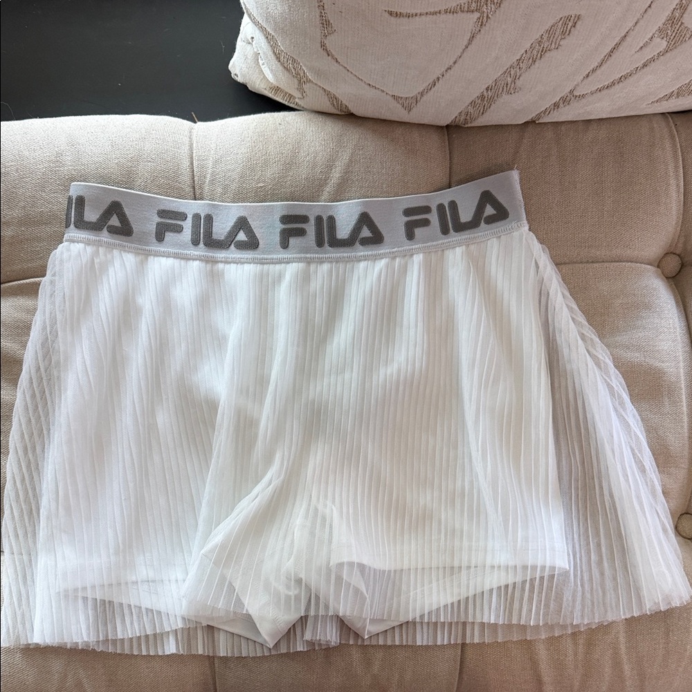 Fila Women's White Pleated Skorts with Gray Waistband